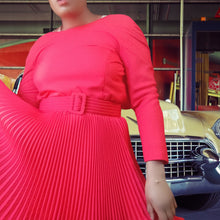 Load image into Gallery viewer, Scaasi Bergdorf Goodman Red Pleated Dress Size S