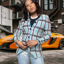 Load image into Gallery viewer, 70s Vintage Plaid Blazer Adolfo Blazer Size M