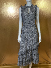 Load image into Gallery viewer, Black and White Flutter Midi Dress Size M
