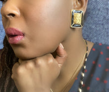 Load image into Gallery viewer, Vintage Earrings Art Deco Gold and Black Pyramid Earrings