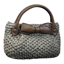 Load image into Gallery viewer, Koret Raffia Straw and Leather Trim Top Handle Bag