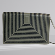 Load image into Gallery viewer, 80s Grey Leather Shoulder Bag With Satin Stich Geometric Flap - Jay Herbert New York
