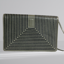 Load image into Gallery viewer, 80s Grey Leather Shoulder Bag With Satin Stich Geometric Flap - Jay Herbert New York