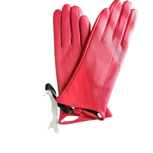 Load image into Gallery viewer, Numph Red Leather Filomena Gloves Size Small