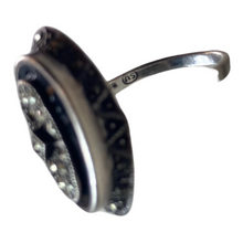 Load image into Gallery viewer, Antique Victorian Mourning Sterling Black Onyx Marcasite Ring