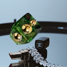 Load image into Gallery viewer, Image Gang_Emerald_Cythina_Ring_Earrings_Lucille Golden _Vintage_Black Owned