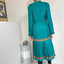 Load image into Gallery viewer, Julie Francis Silk Jacquard Pleated Dress Size 8