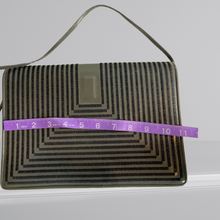 Load image into Gallery viewer, 80s Grey Leather Shoulder Bag With Satin Stich Geometric Flap - Jay Herbert New York
