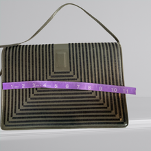 Load image into Gallery viewer, 80s Grey Leather Shoulder Bag With Satin Stich Geometric Flap - Jay Herbert New York