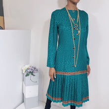 Load image into Gallery viewer, Julie Francis Silk Jacquard Pleated Dress Size 8