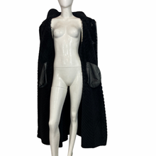 Load image into Gallery viewer, Vintage Black Pleated Maxi Leather Coat Size L