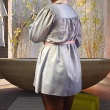 Load image into Gallery viewer, Pajama Dress House Shirt Silky Moire Dress Blouse sz. L