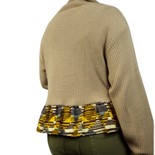 Load image into Gallery viewer, African Fabric Trim Cowl Neck Sweater Size L