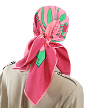 Load image into Gallery viewer, Gres Windowpane Flower Silk Scarf