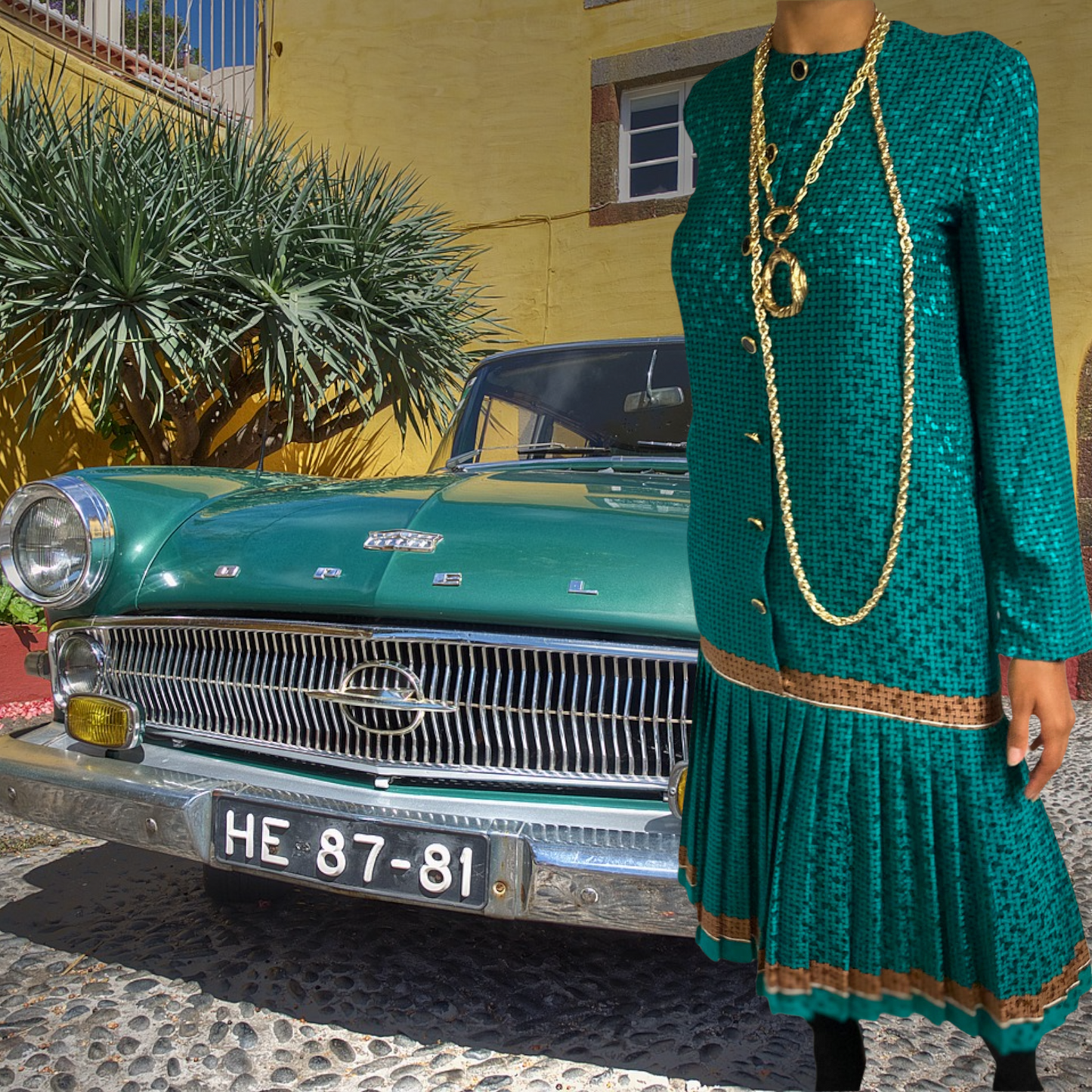 Julie Francis Silk Jacquard Pleated Dress Size 8