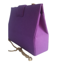 Load image into Gallery viewer, Vintage Purple Fabric Mini Clutch With Gold Chain