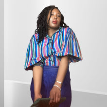 Load image into Gallery viewer, Vintage 50s Tafetta Striped Blouse sz. Small