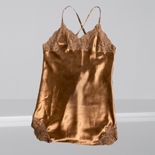 Load image into Gallery viewer, Lingerie Cacique Brown Satin Lace Trim Teddy Size S