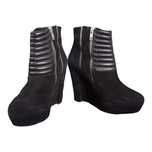 Load image into Gallery viewer, The Kooples Suede and Leather Quilted Zip Ankle Booties size 37