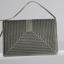 Load image into Gallery viewer, 80s Grey Leather Shoulder Bag With Satin Stich Geometric Flap - Jay Herbert New York