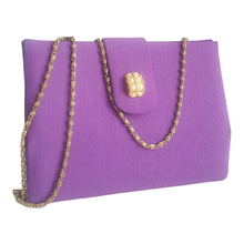 Load image into Gallery viewer, Vintage Purple Fabric Mini Clutch With Gold Chain