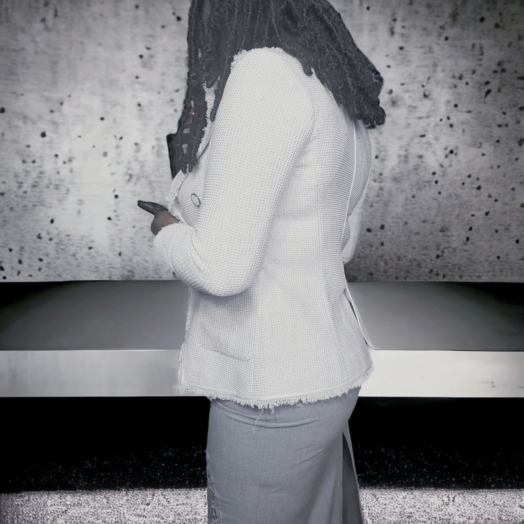 Veronica Beard Silver and Bone Tweed Blazer Size 0