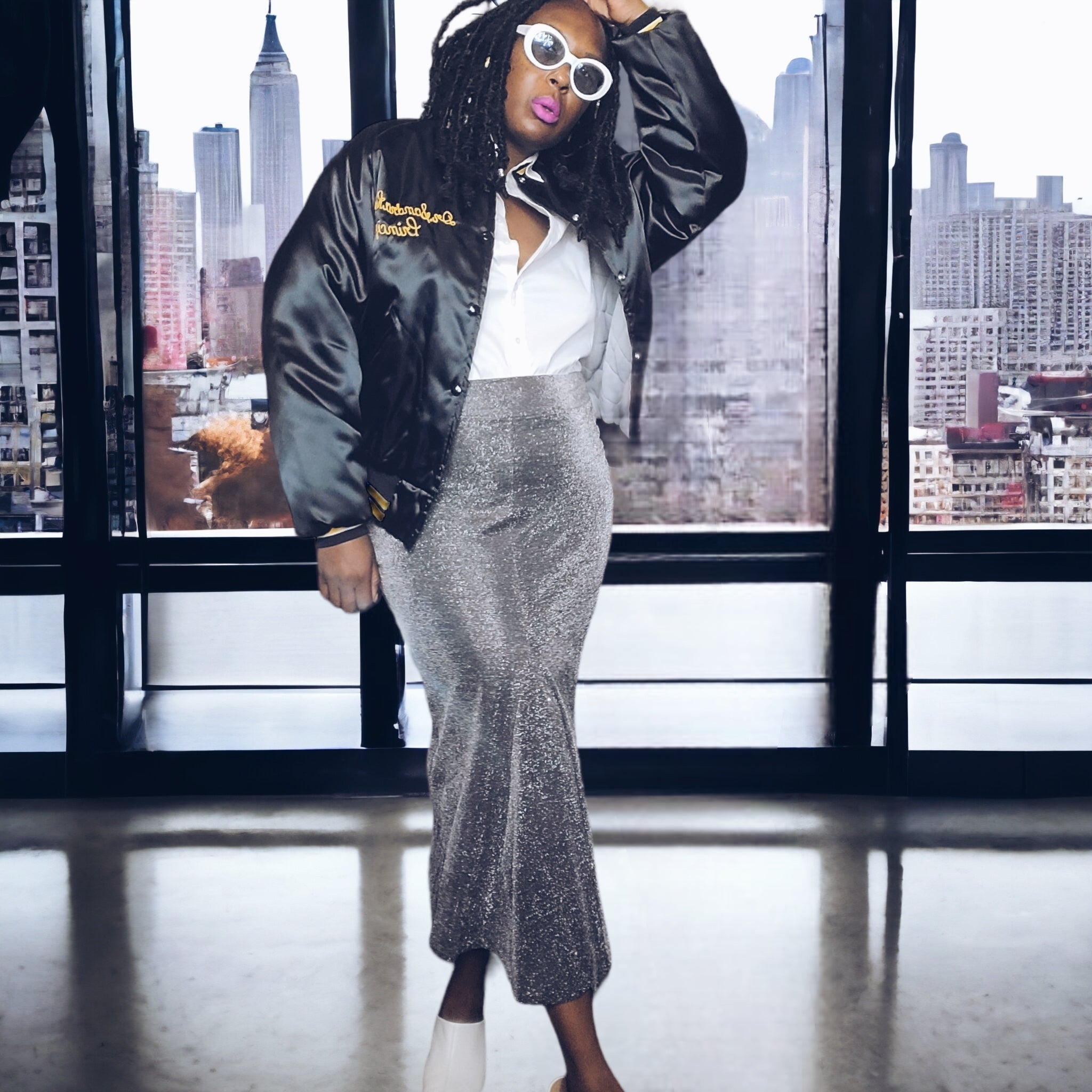 Vintage 90s Metallic Maxi Skirt Size XL