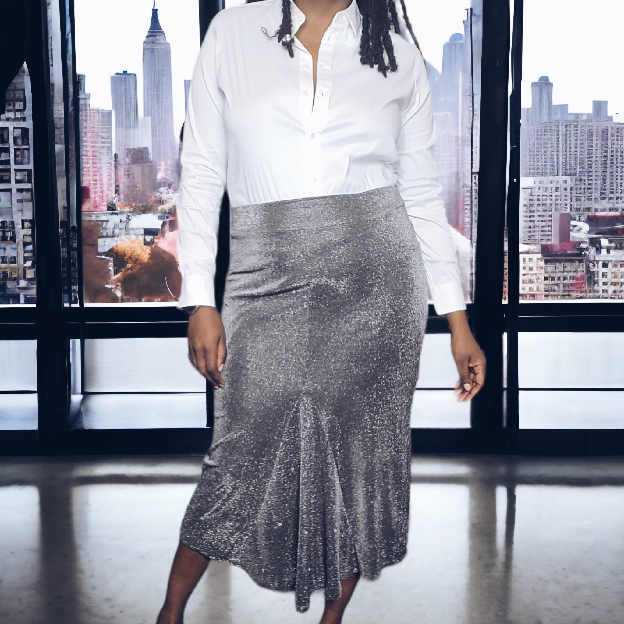 Vintage 90s Metallic Maxi Skirt Size XL