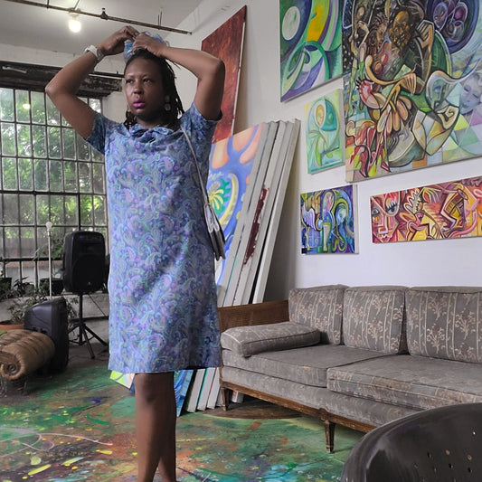 1950's Vintage Cotton Voile Purple Paisley Print House Dress Size L