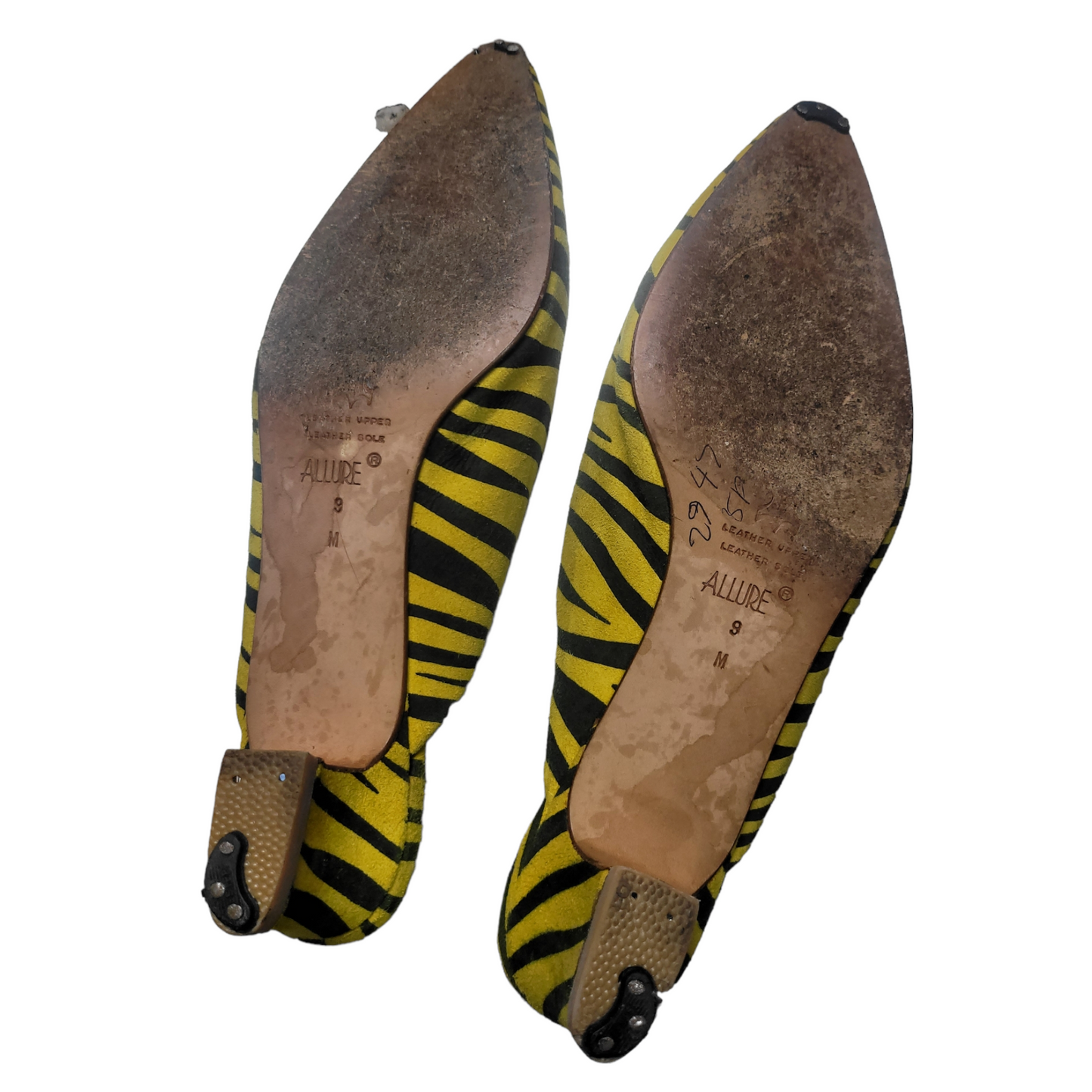 90s Vintage Zebra Stripe Kitten Heel Mules Size 9