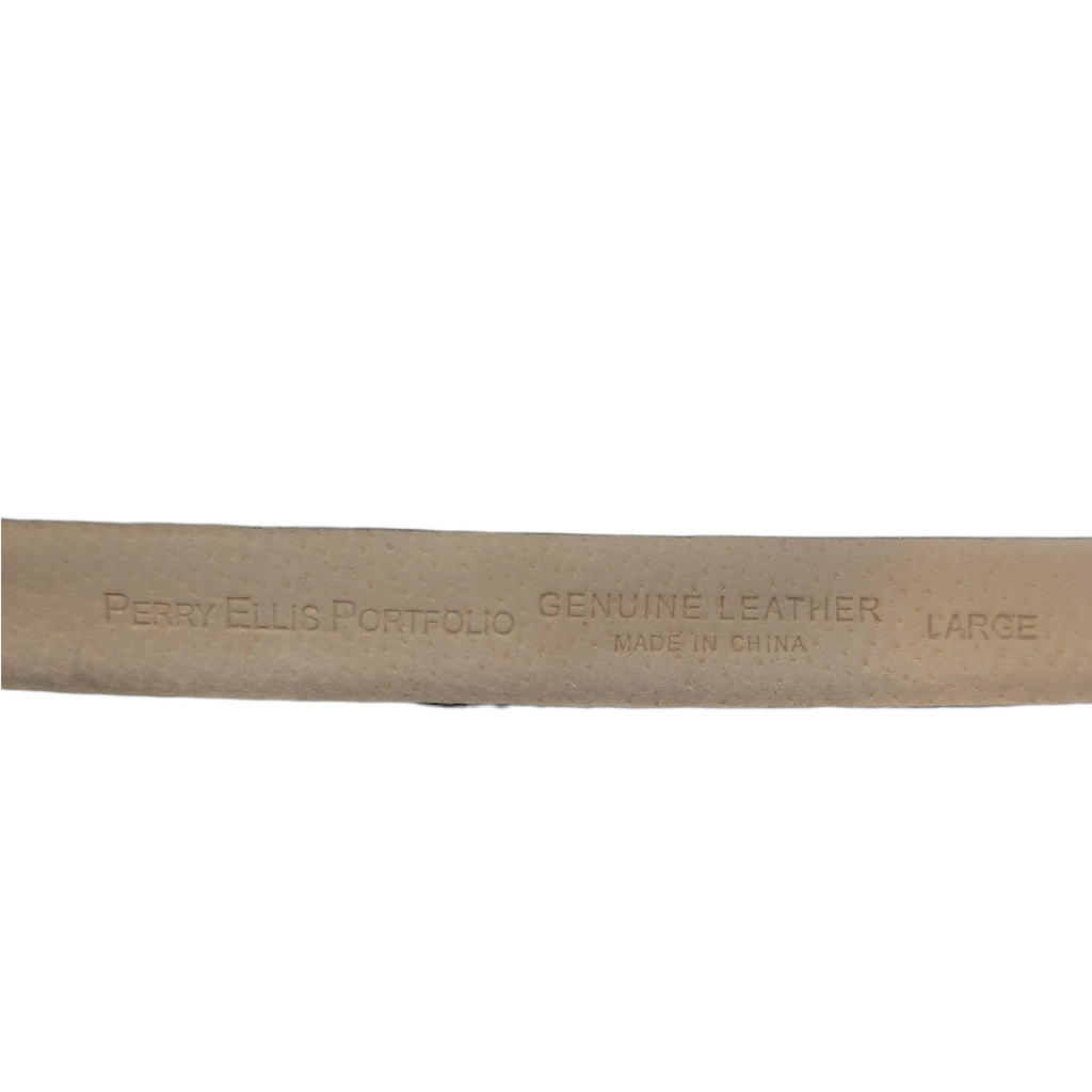 90s Vintage Perry Ellis Navy Blue Leather Belt Size L