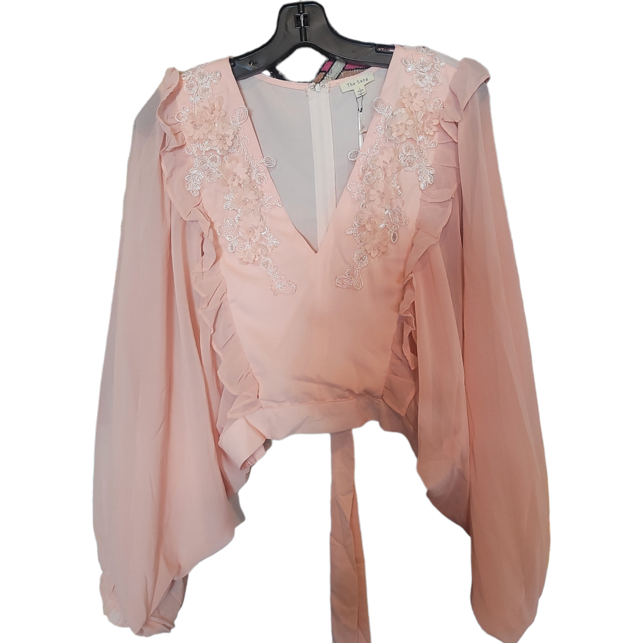 Bishop Sleeve Crop Blouse Size L
