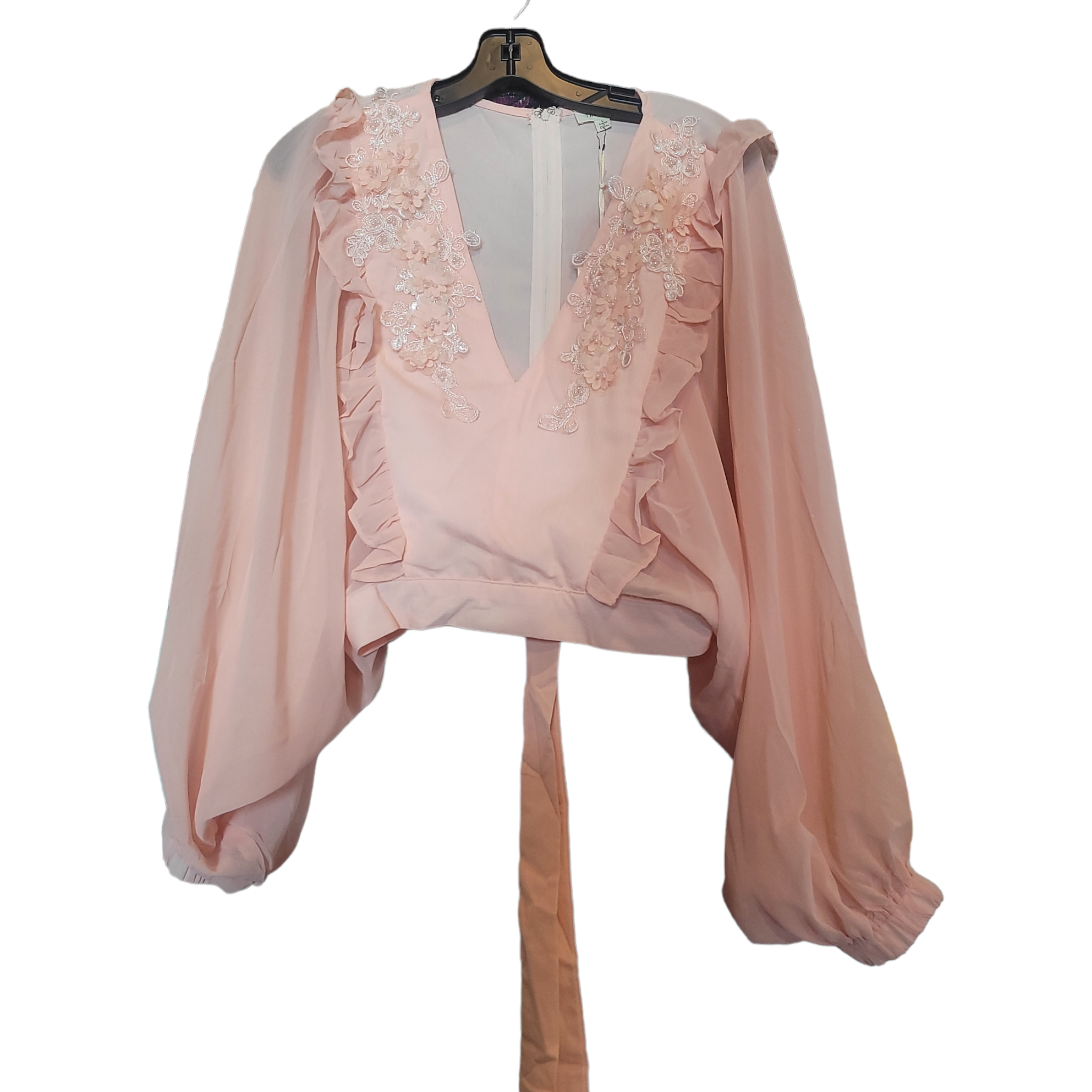 Bishop Sleeve Crop Blouse Size L