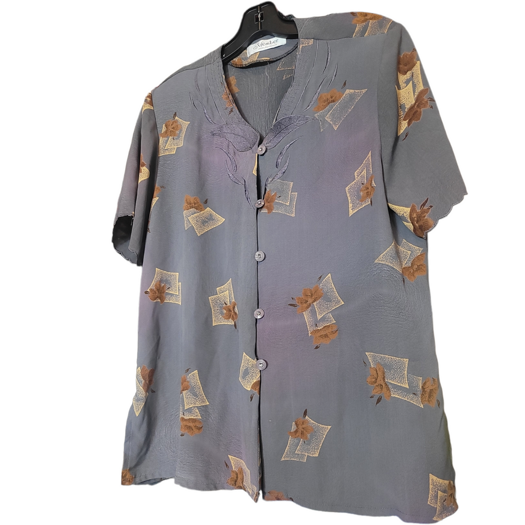 90s Vintage Members Ladies Fashion Blouse, Size Large