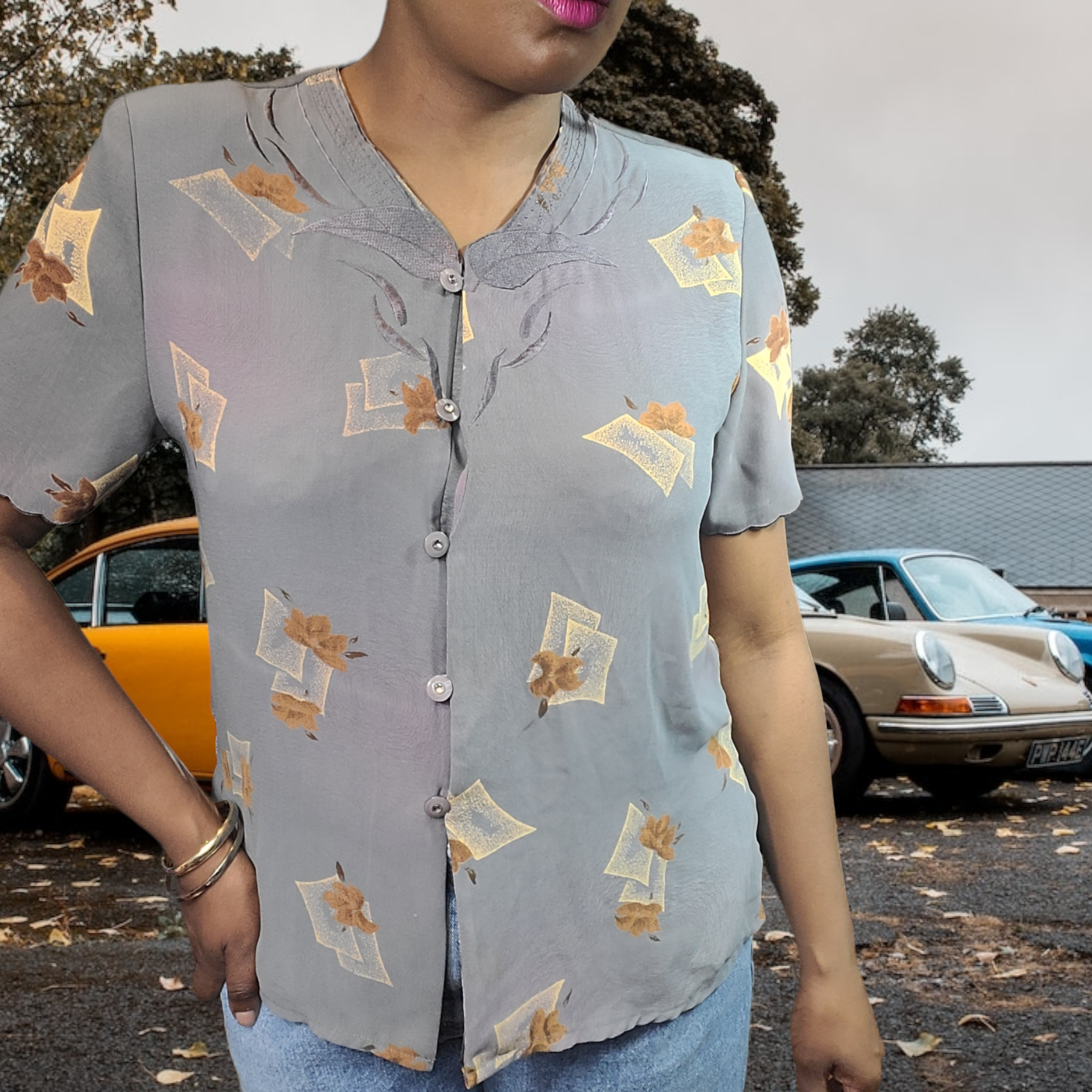 90s Vintage Members Ladies Fashion Blouse, Size Large