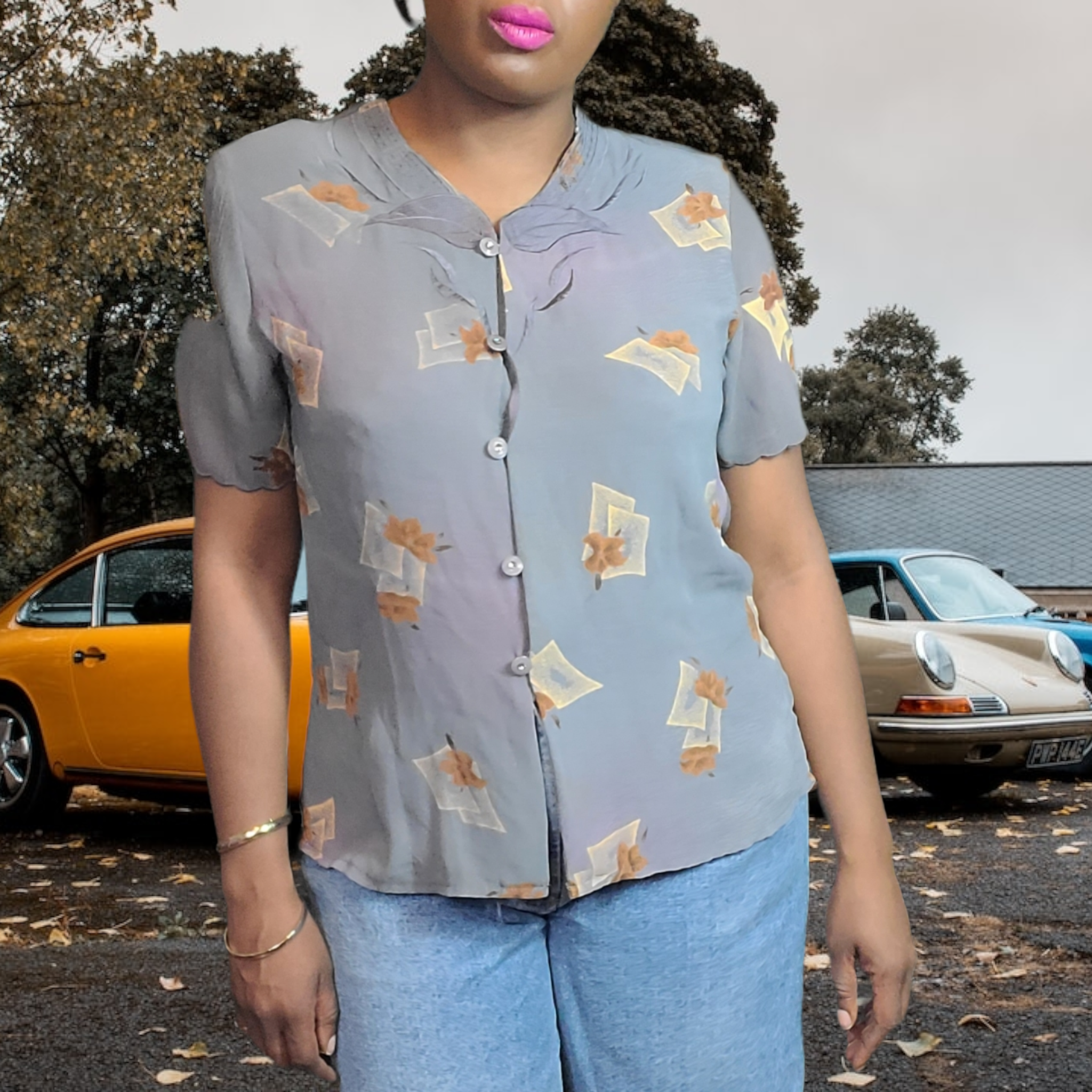 90s Vintage Members Ladies Fashion Blouse, Size Large