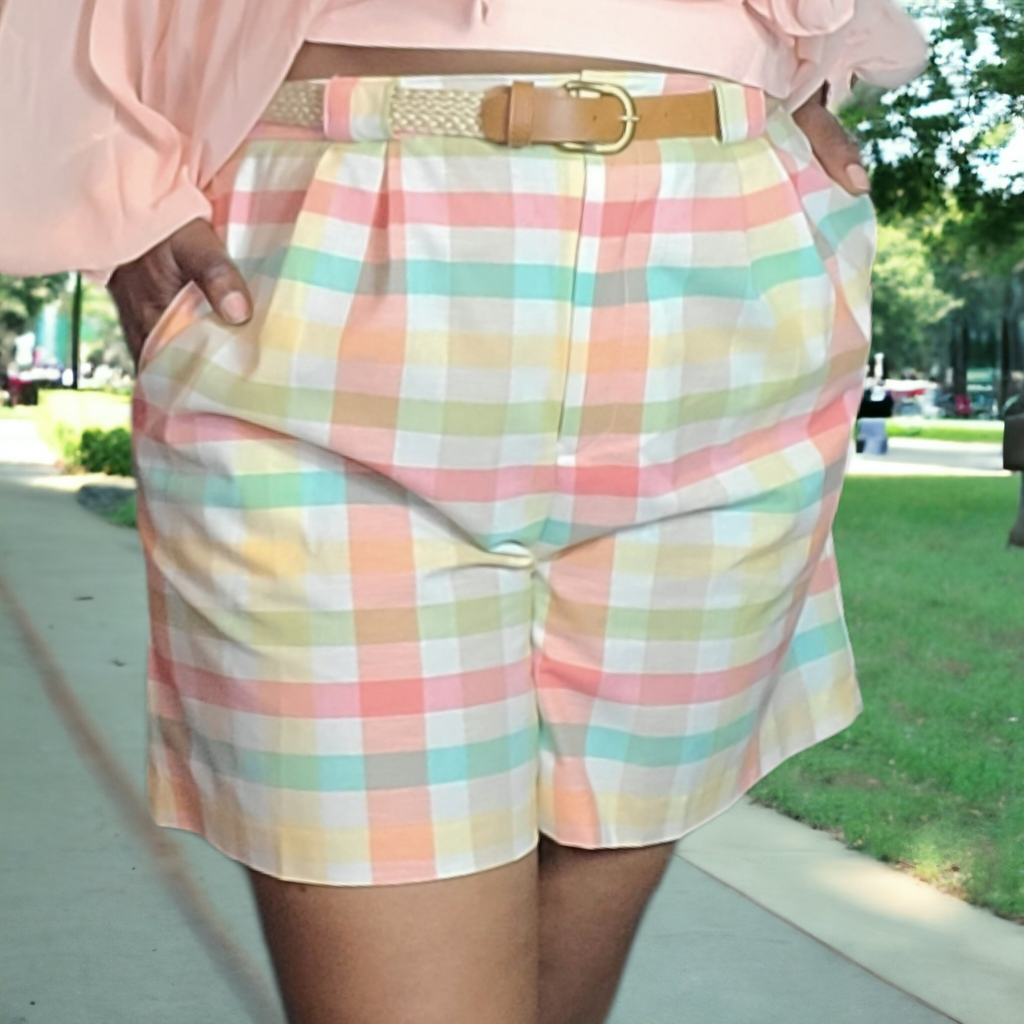 90s Vintage Jaclyn Plaid Shorts Size 16