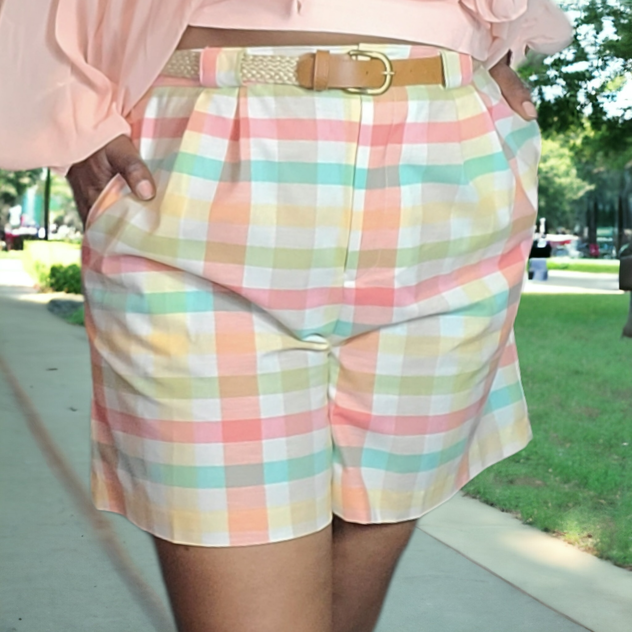 90s Vintage Jaclyn Plaid Shorts Size 16