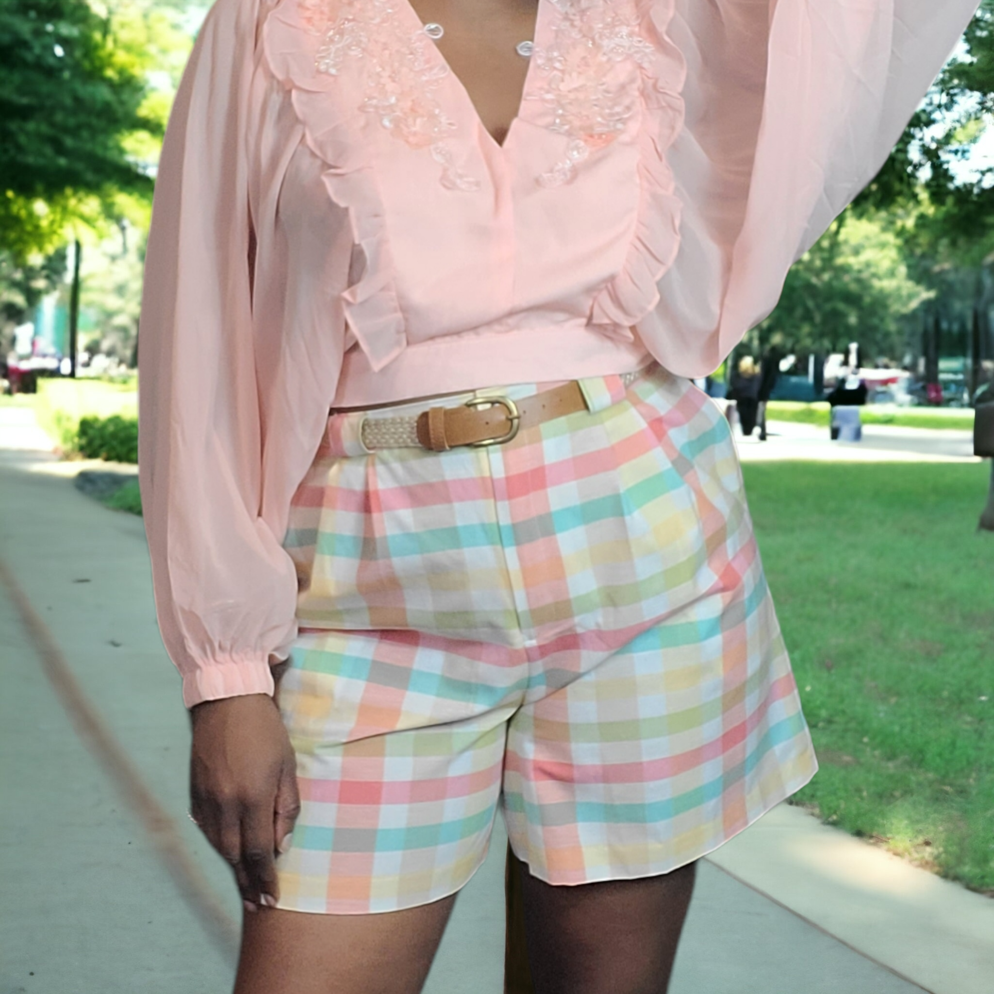 90s Vintage Jaclyn Plaid Shorts Size 16