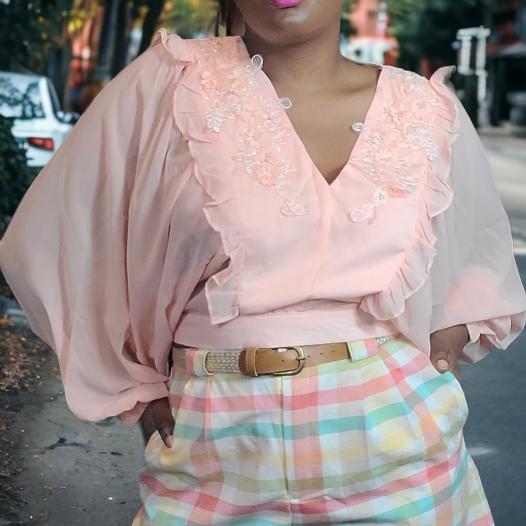Bishop Sleeve Crop Blouse Size L