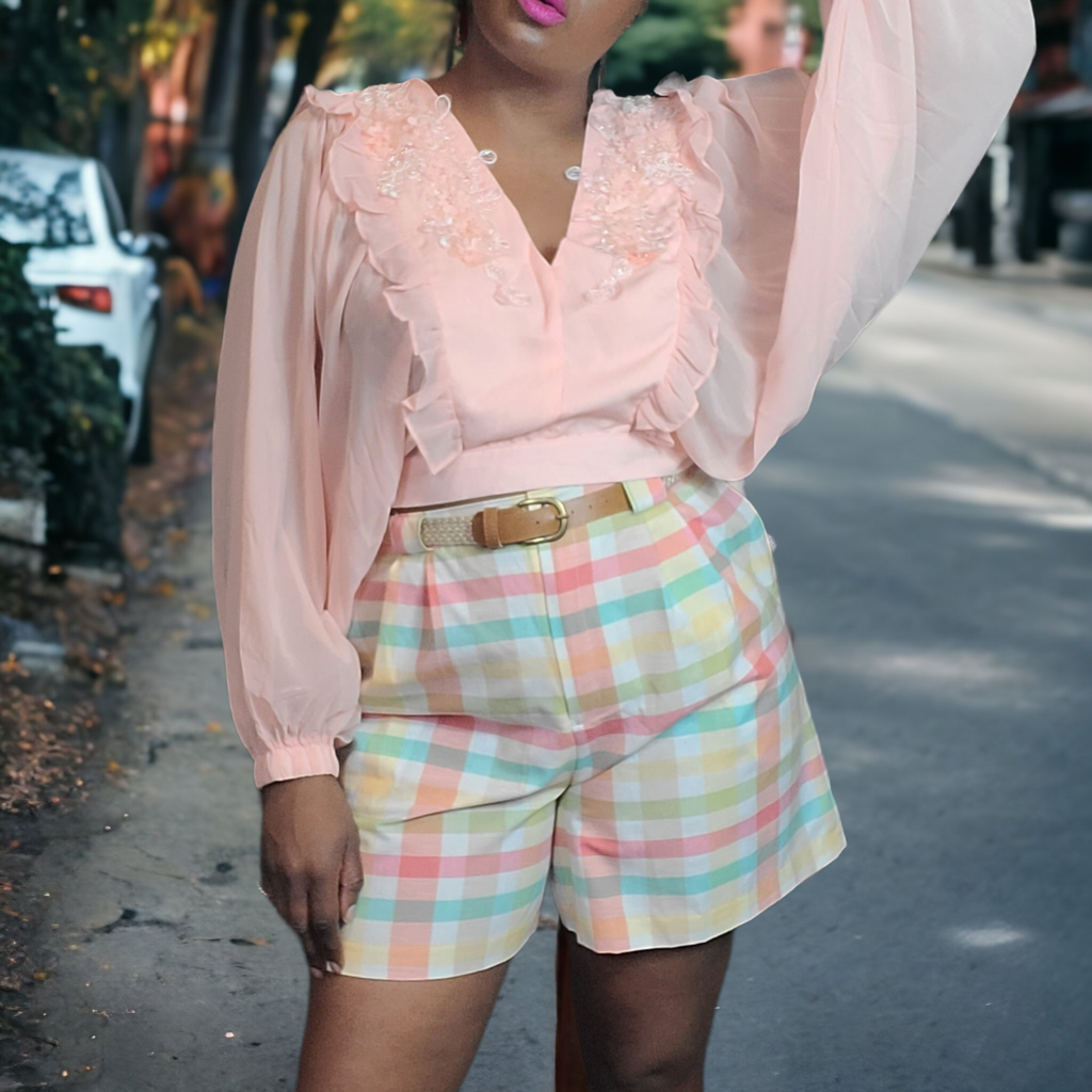Bishop Sleeve Crop Blouse Size L