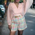 Bishop Sleeve Crop Blouse Size L