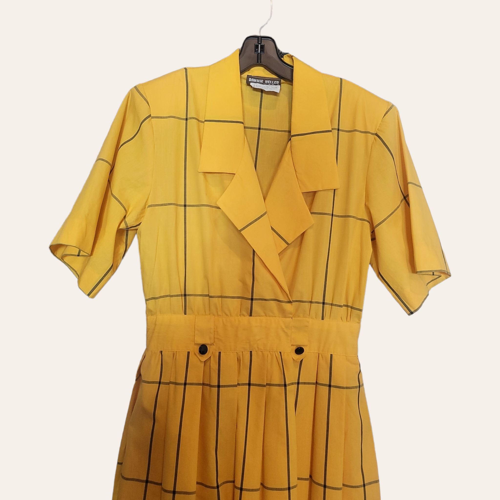 1980s Vintage Ronnie Heller Designs For Miss Bergdorf Now Plaid 100% Cotton Dress