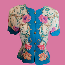 Load image into Gallery viewer, Quiet Luxury Vintage 90s Maggy London Silk Baroque Blouse Lucille Golden Vintage
