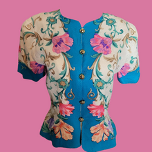 Load image into Gallery viewer, Quiet Luxury Vintage 90s Maggy London Silk Baroque Blouse Lucille Golden Vintage