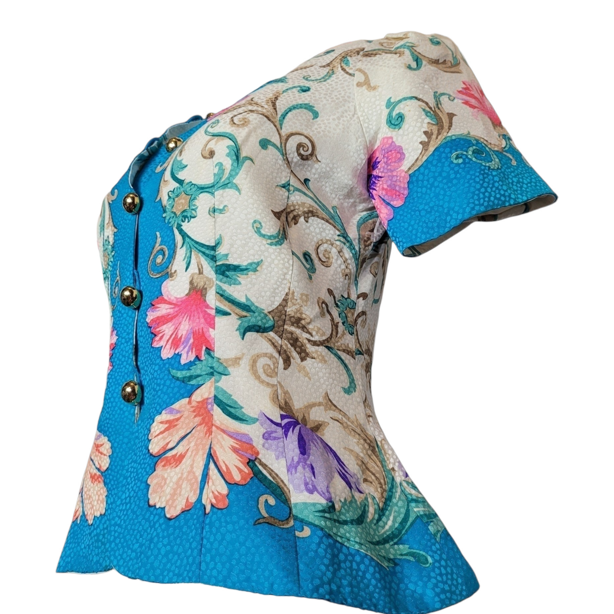 Quiet Luxury Vintage 90s Maggy London Silk Baroque Blouse Lucille Golden Vintage