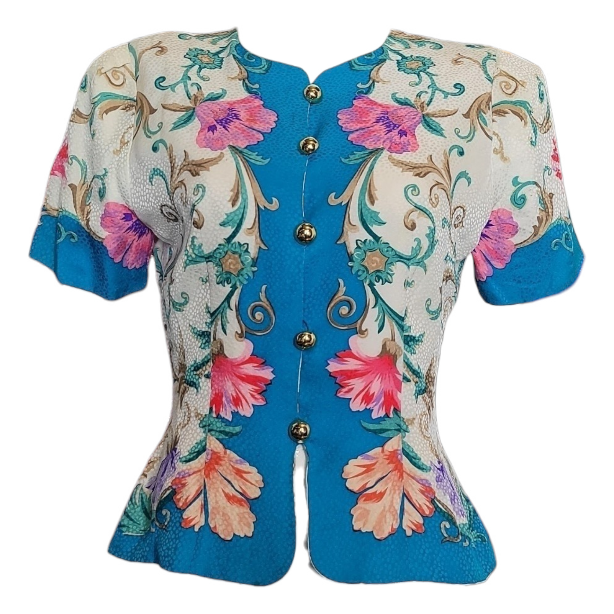 Quiet Luxury Vintage 90s Maggy London Silk Baroque Blouse Lucille Golden Vintage
