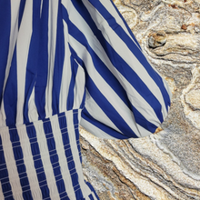 Load image into Gallery viewer, AYR Extra Extra Marais Blue Regatta Stripe Cotton Poplin Dress Size M
