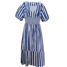 Load image into Gallery viewer, AYR Extra Extra Marais Blue Regatta Stripe Cotton Poplin Dress Size M