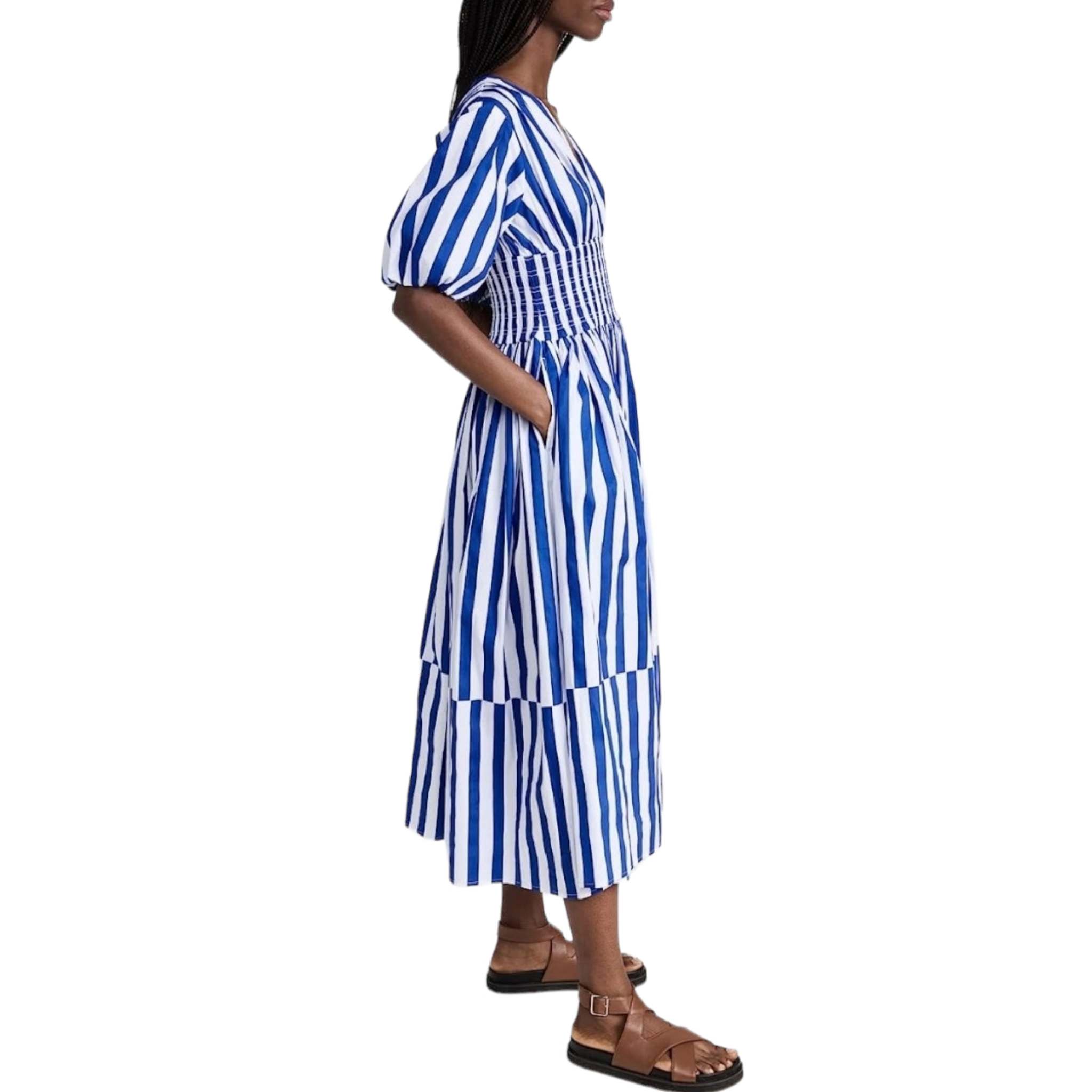 AYR Extra Extra Marais Blue Regatta Stripe Cotton Poplin Dress